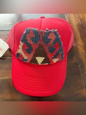 New Kilim Orijinal Turkish Rug Trucker hat - RED NWT